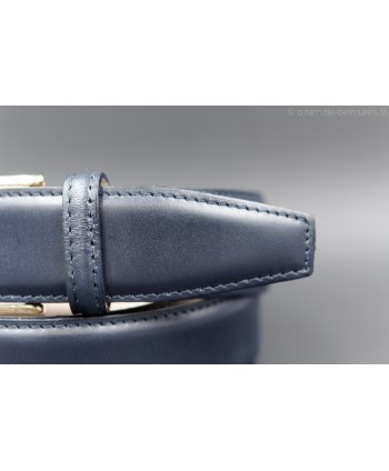 Navy smooth leather belt big size - detail