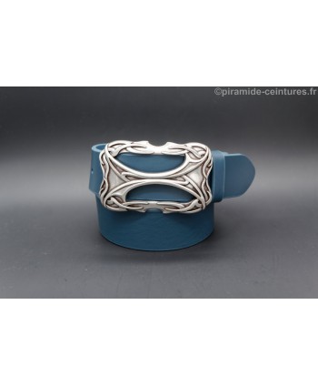 Celtic style rectangular buckle turquoise belt