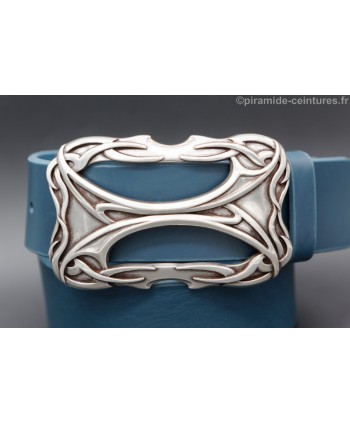 Celtic style rectangular buckle turquoise belt - detail