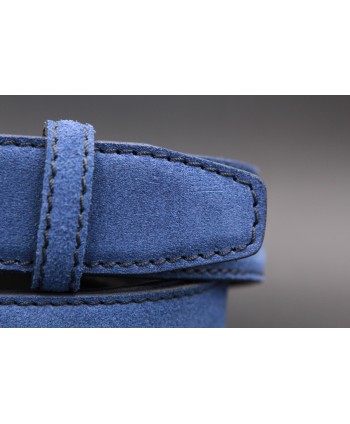 Big size blue suede leather belt - detail