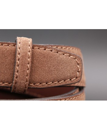 Big size brown suede leather belt - detail