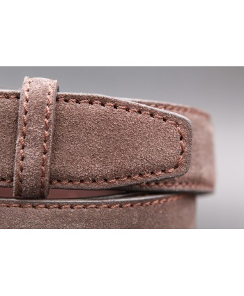 Big size dark brown suede leather belt - detail