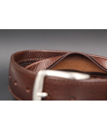 Big size brown money belt - pocket detail