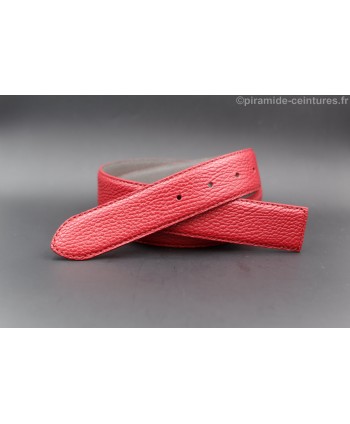 Lanière ceinture 35 mm réversible sans boucle - Rouge / Gris - côté rouge