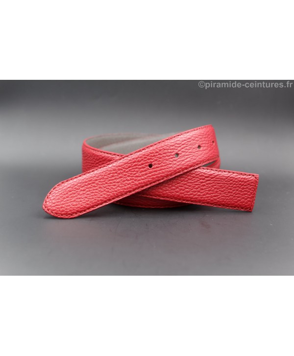 Reversible belt red and grey strap 35 mm without buckle - red side