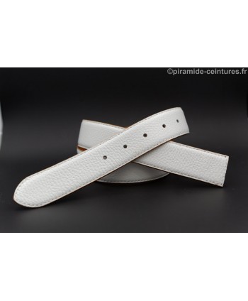 Lanière ceinture 35 mm réversible sans boucle - Camel / Blanc - côté blanc