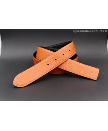 Reversible belt black and orange strap 35 mm without buckle - orange side