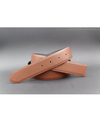 Reversible belt black and brown strap 35 mm without buckle - brown side