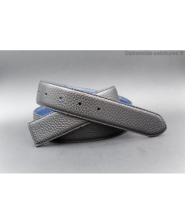 Reversible belt black and blue strap 35 mm without buckle - black side
