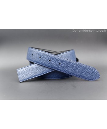 Lanière ceinture 35 mm réversible sans boucle - Noir / Bleu - côté bleu