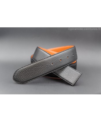 Reversible belt black and orange strap 40 mm without buckle - black side