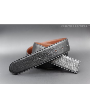 Reversible belt black and brown strap 40 mm without buckle - black side