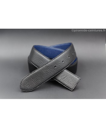 Reversible belt black and blue strap 40 mm without buckle - black side