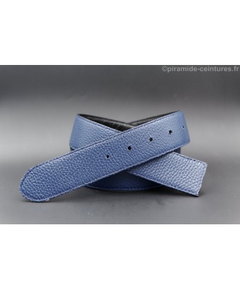Lanière ceinture 40 mm réversible sans boucle - Noir / Bleu - côté bleu