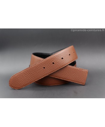 Reversible belt black and brown strap 40 mm without buckle - brown side