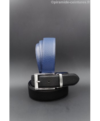 Reversible 35 mm leather belt with nickel pin buckle