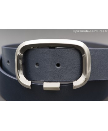 Open oval buckle navy blue belt - buckle detail