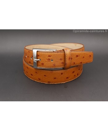 Ostrich-style leather belt