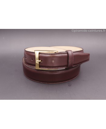 Purple smooth leather belt - golden buckle
