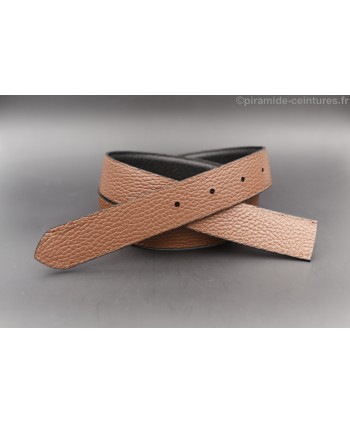 Lanière ceinture 30 mm réversible - Noir / Marron - côté Marron