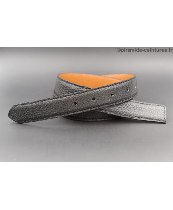 Lanière ceinture 30 mm réversible - Noir / Orange - côté Noir