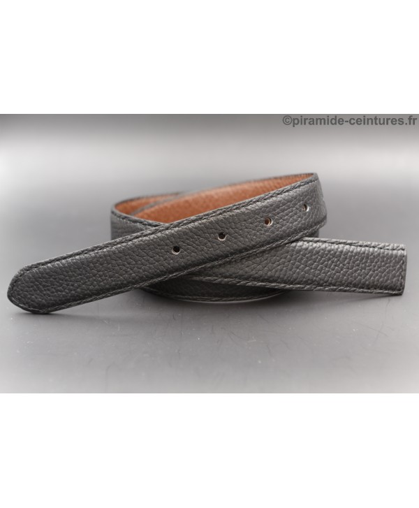 Lanière ceinture 30 mm réversible - Noir / Marron - côté Noir