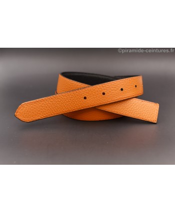Lanière ceinture 30 mm réversible - Noir / Orange - côté Orange