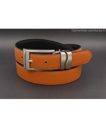 Reversible belt 30mm with double wave nickel buckle - Orange side