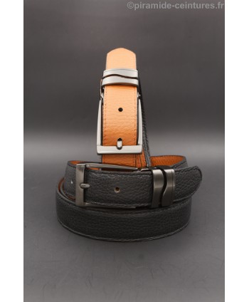 Ceinture 30 mm réversible avec boucle canon de fusil double passant vague - Noir et Orange
