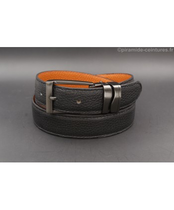 Ceinture 30 mm réversible avec boucle canon de fusil double passant vague - Côté Noir