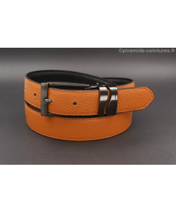 Ceinture 30 mm réversible avec boucle canon de fusil double passant vague - Côté Orange
