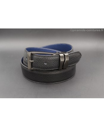 Ceinture 30 mm réversible avec boucle canon de fusil double passant vague - Côté Noir