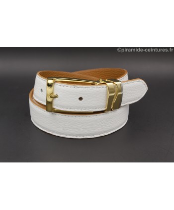 Reversible belt 30mm with double wave golden buckle - White side