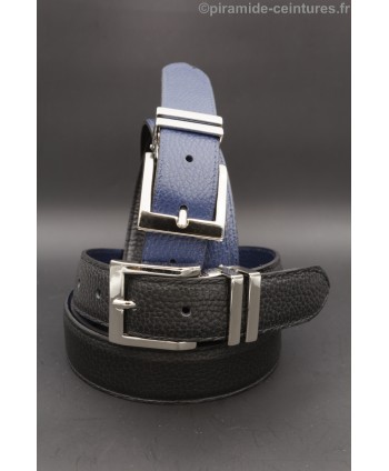 Reversible belt 30mm with double nickel buckle - Black and Blue