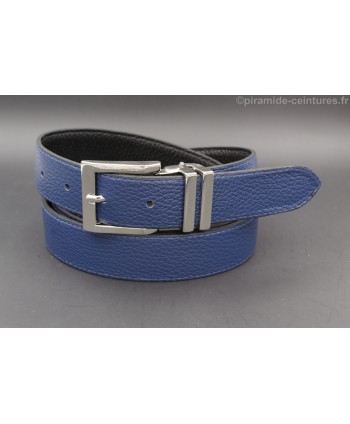 Reversible belt 30mm with double nickel buckle - Blue side