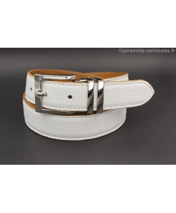 Ceinture 30 mm réversible avec boucle nickel double passant - Côté Blanc