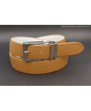 Ceinture 30 mm réversible avec boucle nickel double passant - Côté Camel