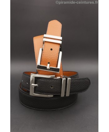 Reversible belt 30mm with double nickel buckle - Black and Orange Reversible belt 30mm with double nickel buckle - Black and Orange