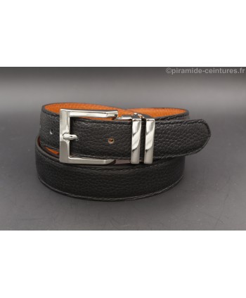 Reversible belt 30mm with double nickel buckle - Black side Reversible belt 30mm with double nickel buckle - Black side