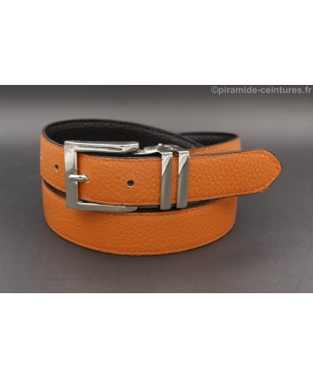 Reversible belt 30mm with double nickel buckle - Orange side