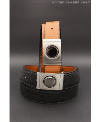 Reversible belt 30mm with nickel case buckle - Black and Orange