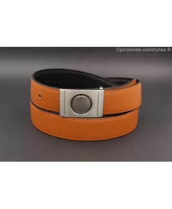 Reversible belt 30mm with nickel case buckle - Orange side