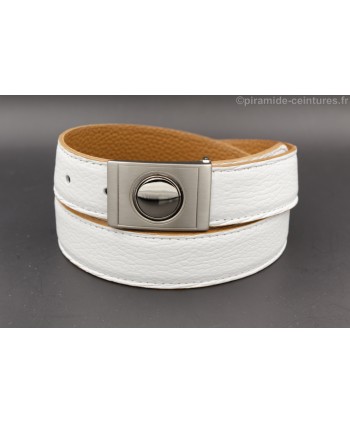 Reversible belt 30mm with nickel case buckle - White side