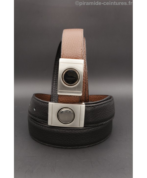 Reversible belt 30mm with nickel case buckle - Black and Brown