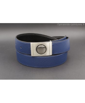 Reversible belt 30mm with nickel case buckle - Blue side