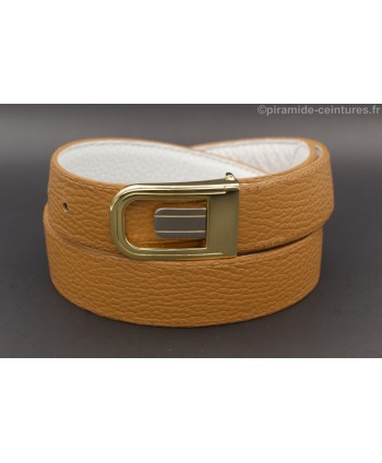 Reversible belt 30mm with golden and nickel case buckle - Camel side