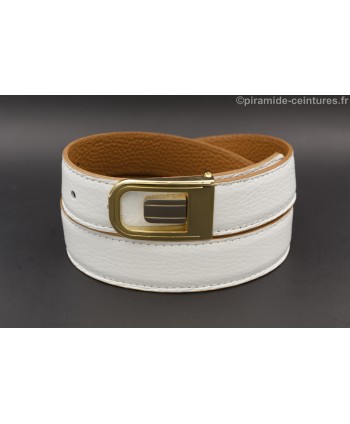 Reversible belt 30mm with golden and nickel case buckle - White side