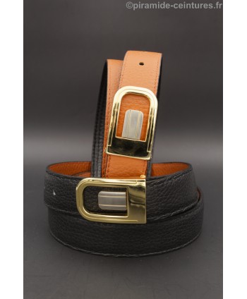 Reversible belt 30mm with golden and nickel case buckle - Black and Orange