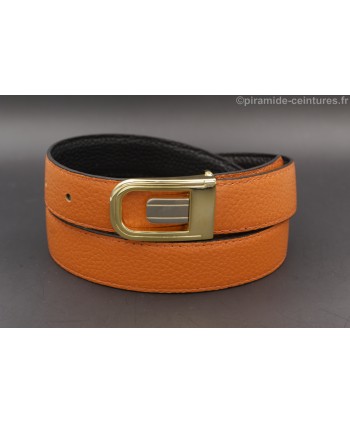 Reversible belt 30mm with golden and nickel case buckle - Orange side