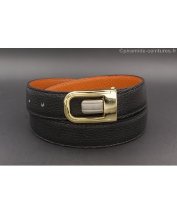 Reversible belt 30mm with golden and nickel case buckle - Black side
